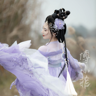 傅小菲 超仙冰丝流苏发环绢纱花发夹古风汉服发饰套装 【临江仙】