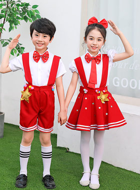 背带裤学生小红星诗歌朗诵合唱服