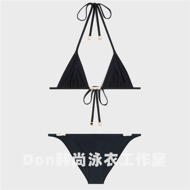 2024夏季新款女士纯黑色重工比基尼