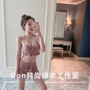 泡温泉泳衣女2025小众钢托小胸聚拢小个子纯欲分体裙式 性感比基尼