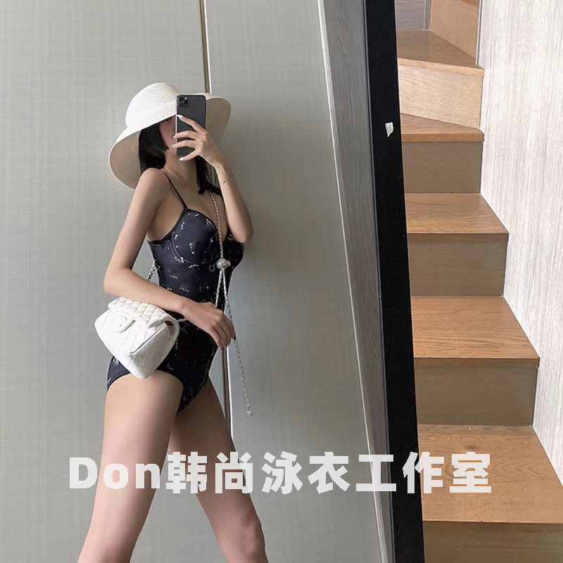 网红嫩模同款吊带连体泳衣女香香连体泳衣
