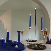 克莱因蓝香薰蜡烛卧室客厅书房玄关小众浪漫婚礼聚会餐桌烛台摆件