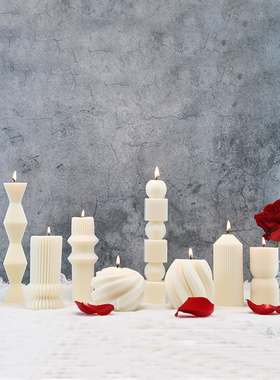 白色香薰蜡烛无烟大豆蜡家用婚礼装饰餐桌摆件浪漫生日结婚礼物