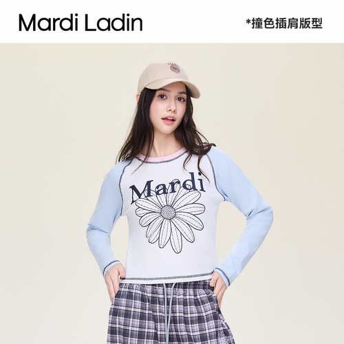 MardiLadin秋季新款印花圆领显瘦T恤女宽松通勤百搭休闲长袖上衣