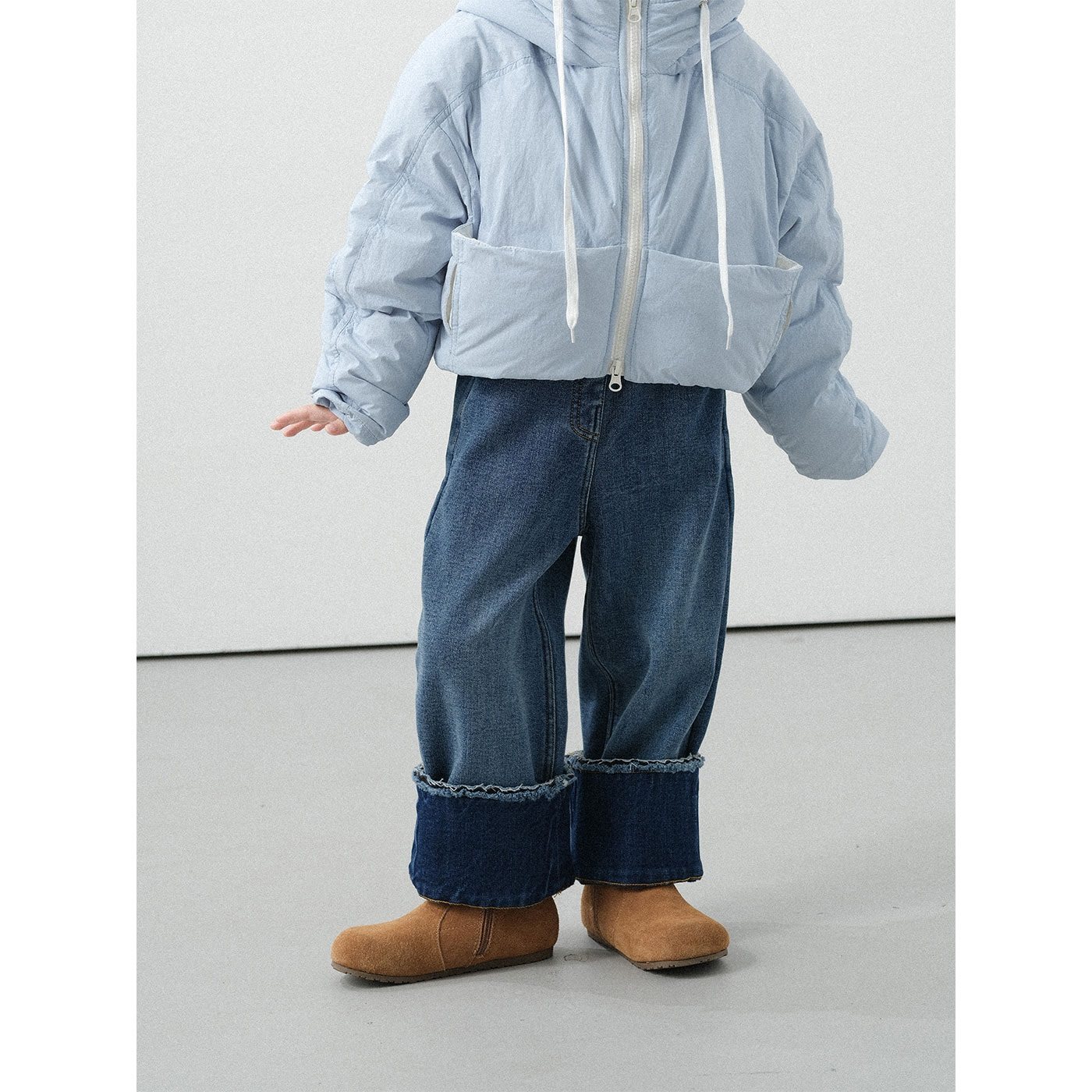 女童直筒加绒翻边牛仔裤秋冬中大童装休闲阔腿百搭宽松裤休闲加厚,童装/婴儿装/亲子装,儿童牛仔裤,淘宝优惠券,粉丝福利购,淘宝优惠卷