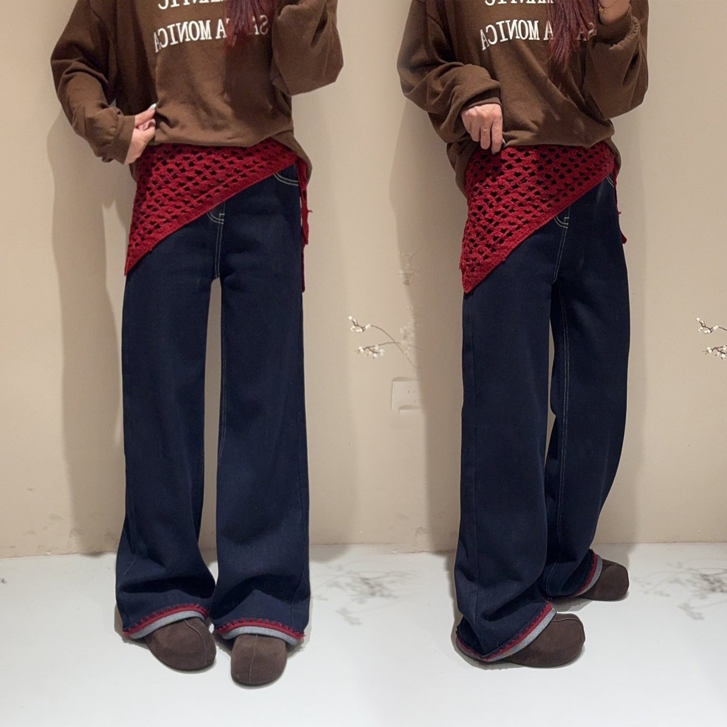 直筒牛仔裤窄版休闲长裤子女童