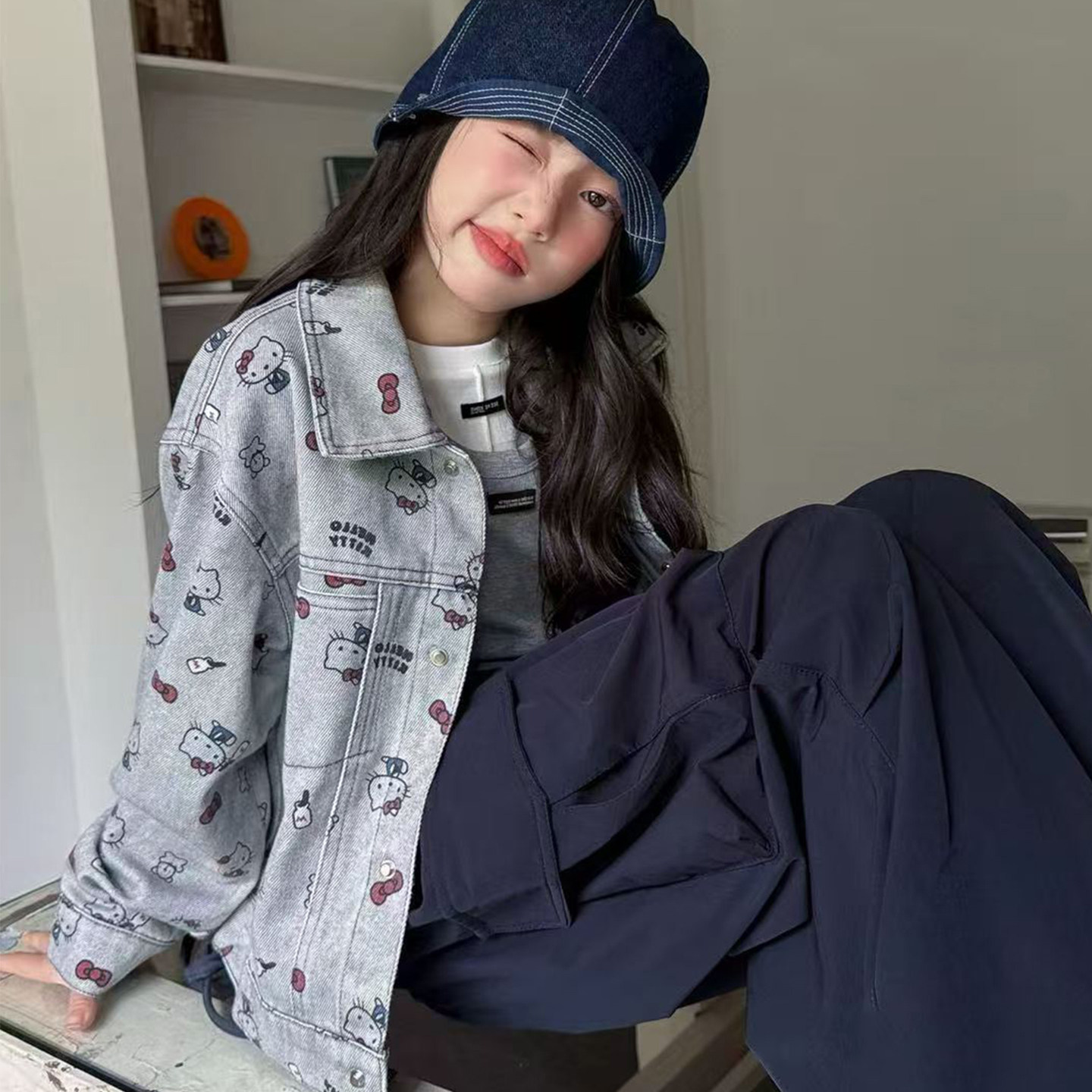 女童秋季新款甜酷宽松牛仔外套图片