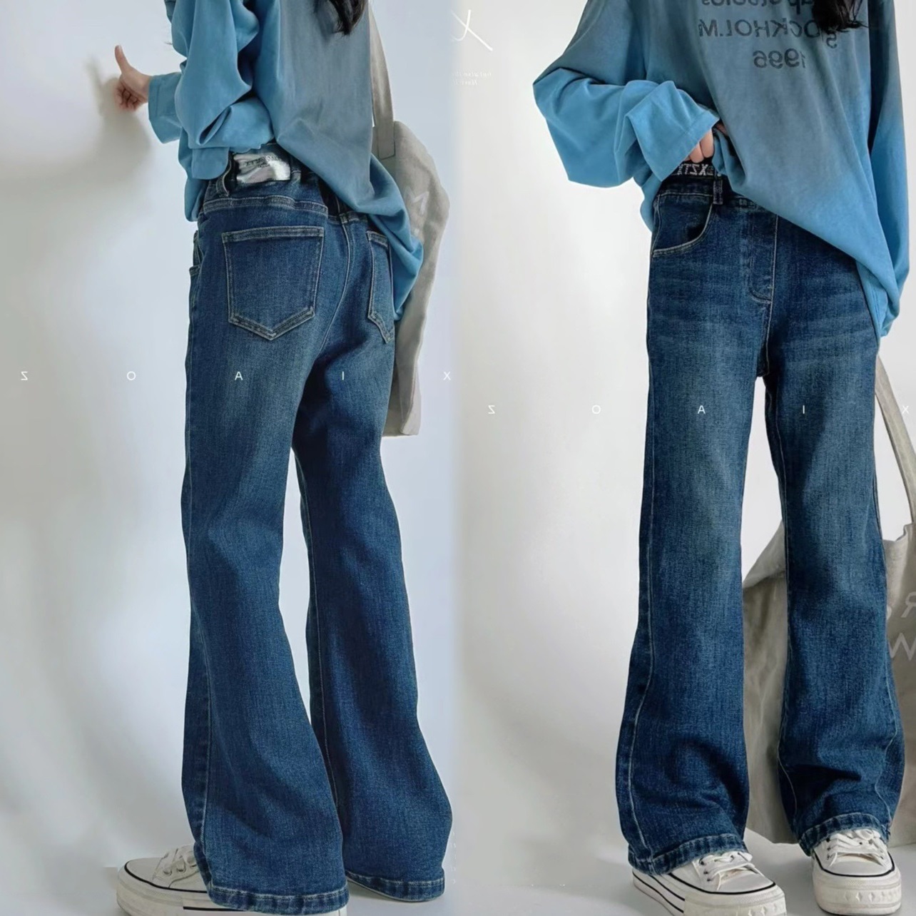 女童喇叭牛仔裤显瘦显高