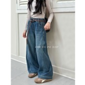 女童直筒牛仔裤 阔腿洋气 子中大童弯刀裤 秋冬儿童装 休闲宽松百搭裤