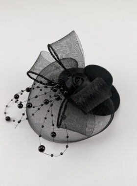 黑色小礼帽女复古礼服可爱网纱头饰晚宴舞台拍照走秀生日儿童头饰