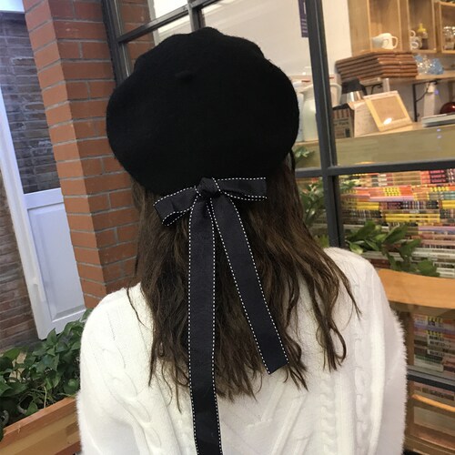 日系女羊毛南瓜蓓蕾帽画家贝雷帽