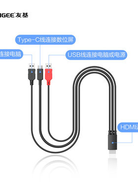 友基数位屏三合一数据线EXRAI12升级EX pro16EXpro13.3手绘屏