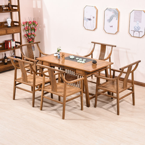 鸡翅木茶桌禅意新中式实木红木