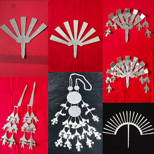 正品海南岛黎族项圈少数民族舞台演出57叉苗族扇形头饰35层项项链