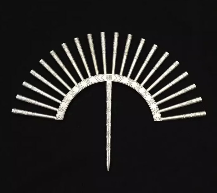 原版海南岛黎族少数民族扇型头饰苗族项圈项链黎乡舞蹈服装胸配饰