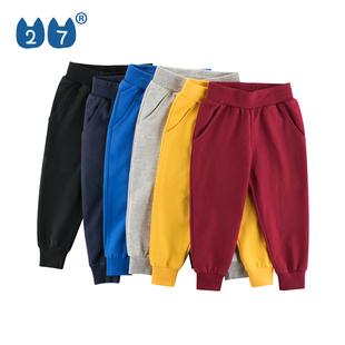 儿童洋气运动裤 童装 韩版 女童纯色系列百搭休闲裤 男童纯棉长裤