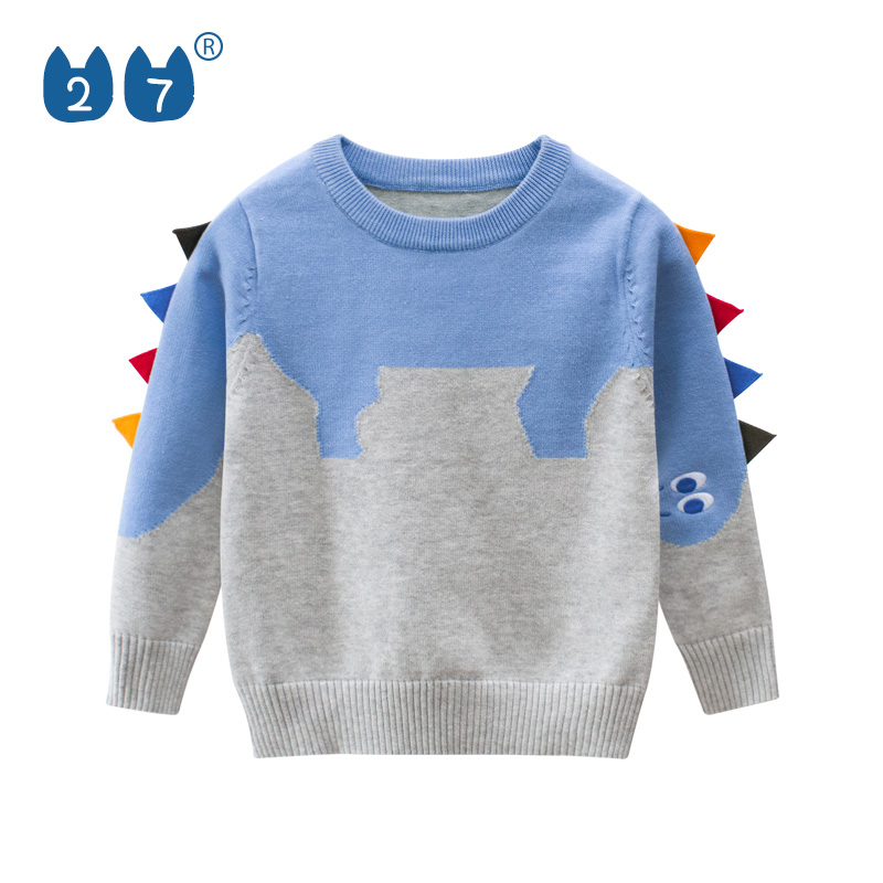 童装套头纯棉韩版恐龙保暖毛线衫