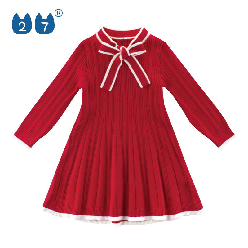 儿童装女童针织连衣裙2025秋冬款韩版洋气甜美女宝宝长袖毛线衫