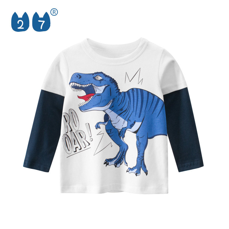 男童长袖T恤宝宝春秋秋装2025新款恐龙印花洋气儿童纯棉打底衫,童装/婴儿装/亲子装,T恤,淘宝优惠券,粉丝福利购,淘宝优惠卷