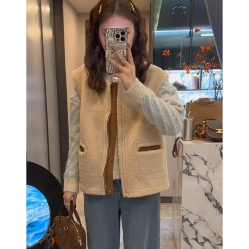欧货两面穿羊羔毛马甲女2025秋冬