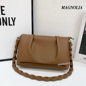 MAGNOLIA曼歌妮7303真皮褶皱腋下包新款 牛皮轻奢云朵单肩斜挎女包