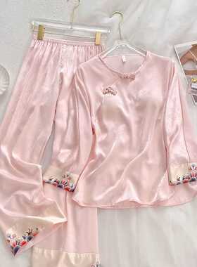 胖mm特大码春秋季新中式国风长袖睡衣女宽松2-300斤高级感家居服