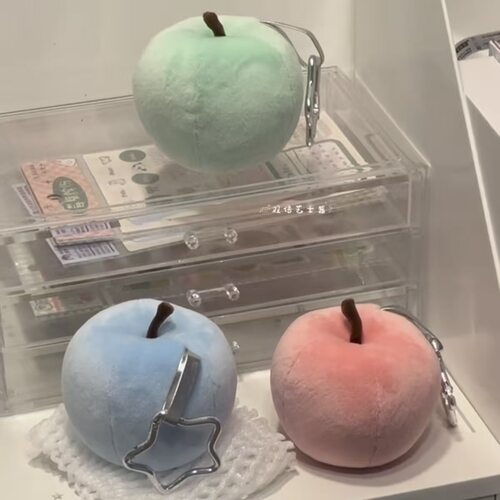 跨境仿真苹果挂件毛绒玩具可爱少女包配件水果钥匙扣装饰玩偶礼物