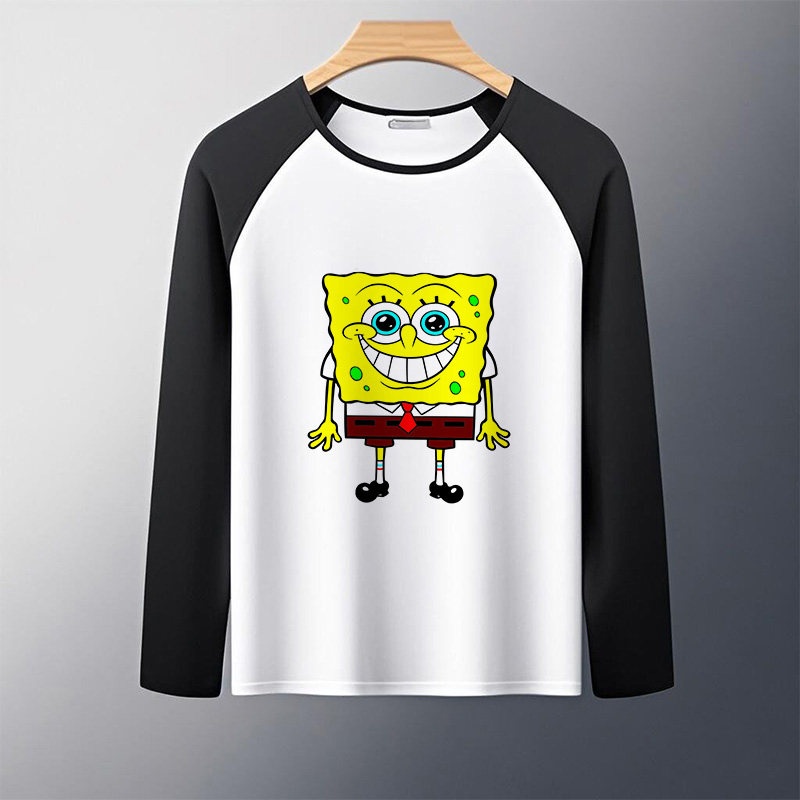 卡通动漫周边海绵宝宝衣服t恤长袖秋季百搭时尚休闲宽松男女上衣