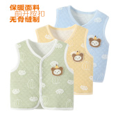纯棉男女宝宝坎肩夹棉新生儿打底背心婴儿马甲春秋冬外穿保暖马夹