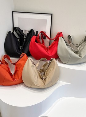 复古韩版饺子包2024新款大容量简约休闲包包单肩托特包女热卖斜