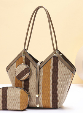 女包大容量女士单肩包bag时尚拼色潮流大气手提包百搭bags