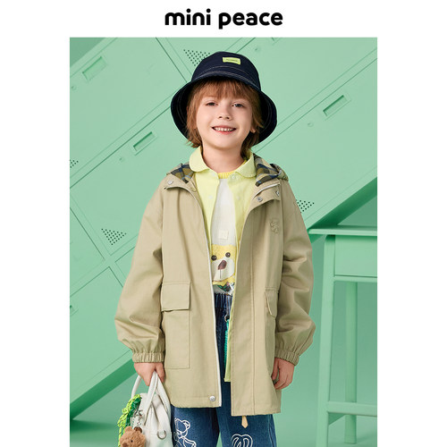 【专柜同款】MINIPEACE太平鸟童装男童外套春秋新款儿童风衣刺绣