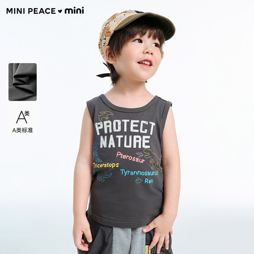 [A类亲肤]【专柜同款】MINIPEACE太平鸟童装男幼童背心无袖T恤夏