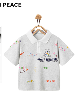 [凉感抑菌]MINI PEACE X CareBears太平鸟童装男童POLO衫短袖T恤