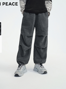 MINIPEACE太平鸟童装男童裤子冬季新款双面绒加绒伞兵裤儿童