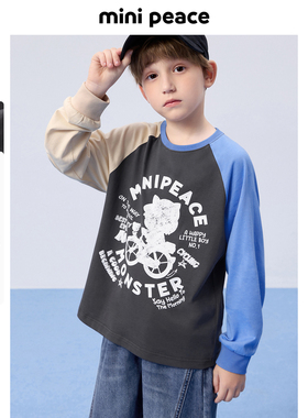 [抑菌环保]MINIPEACE太平鸟童装男童插肩袖长袖T恤儿童拼接潮酷春