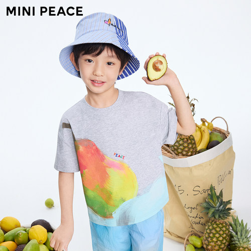 【专柜同款】MINIPEACCE太平鸟童装男童短袖T恤夏装上衣大苹果潮