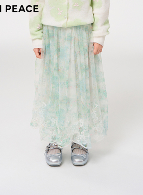 【专柜同款】MINIPEACE太平鸟童装女童水墨晕染半身长裙春季新款