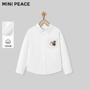 【专柜同款】MINIPEACE太平鸟童装男童翻领衬衫春季卡通图案上衣