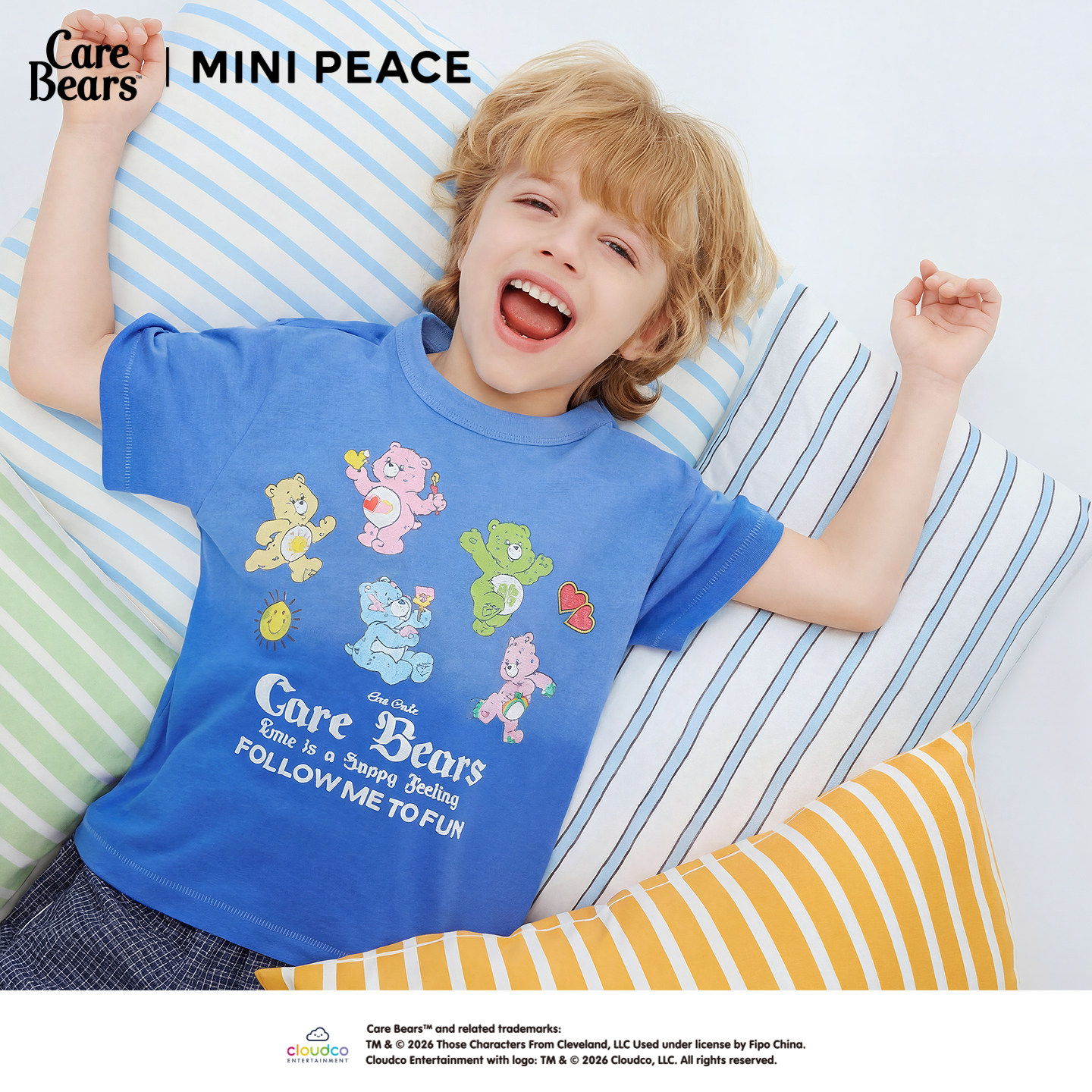 [凉感抑菌]MINI PEACE X CareBears太平鸟男童短袖T恤爱心小熊夏图片