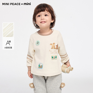 【专柜同款】MINIPEACE太平鸟童装幼童长袖T恤撞色宝宝打底衫上衣