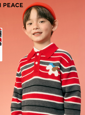 [羊毛衫]MINIPEACE太平鸟童装男童POLO领毛衣秋冬复古条纹针织衫