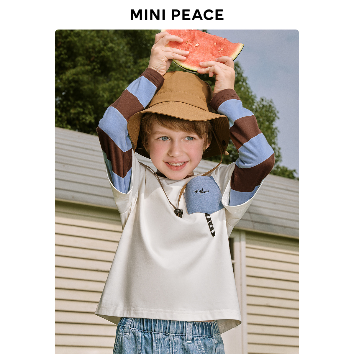 【专柜同款】minipeace太平鸟童装男童长袖T恤卡通儿童秋装上衣新