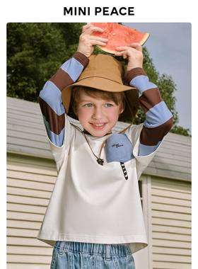 MINIPEACE太平鸟童装男童长袖T恤圆领假两件卡通风儿童春装上衣潮