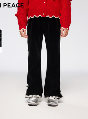 【专柜同款】MINIPEACE太平鸟童装女童喇叭裤加绒儿童裤子长裤