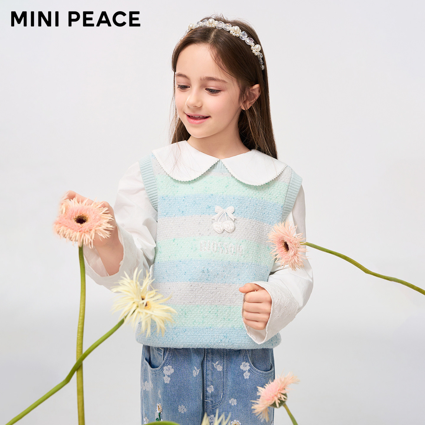 【专柜同款】MINIPEACE太平鸟童装女童撞色针织背心春儿童毛背心