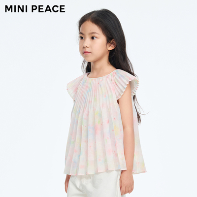 【专柜同款】MINIPEACE太平鸟童装女童衬衫裙夏季小飞袖印花上衣