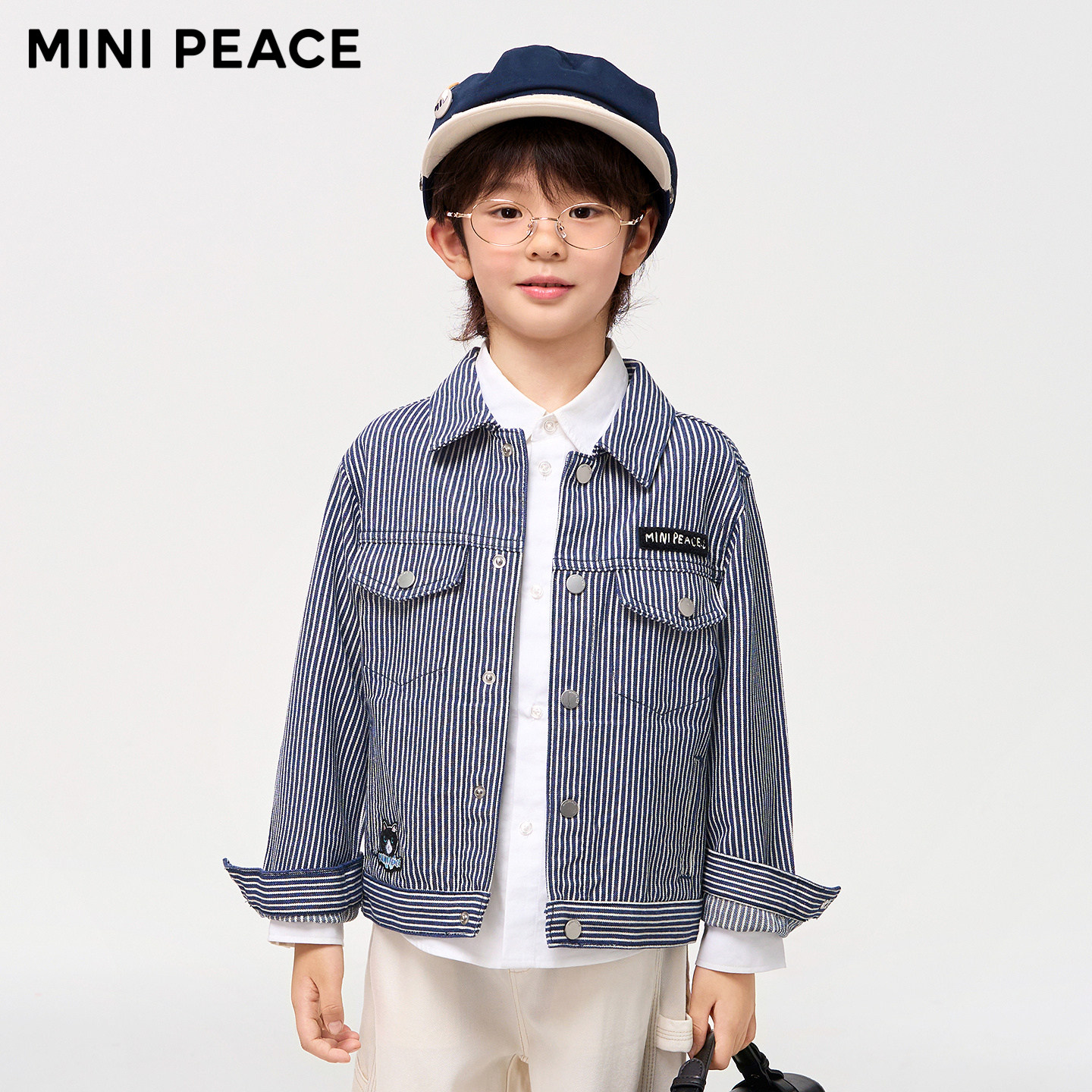 【专柜同款】MINIPEACE太平鸟童装男童条纹衬衫外套儿童薄夹克春