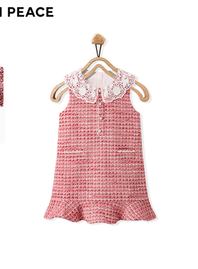 【专柜同款】MINIPEACE太平鸟女童花边领连衣裙秋冬小香风背心裙