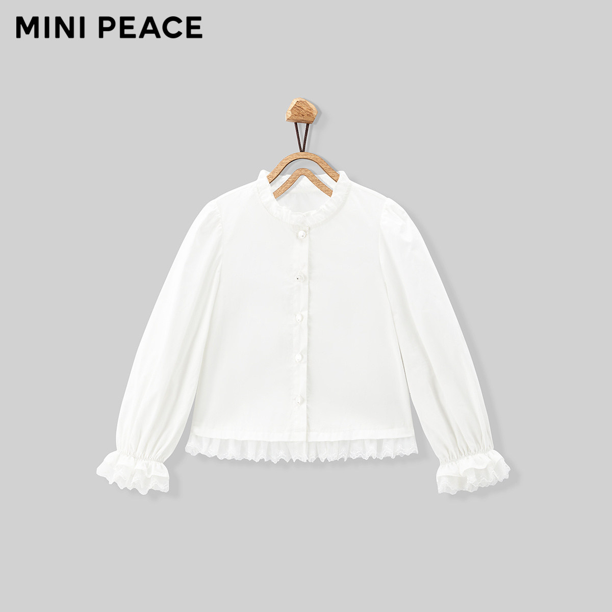 【专柜同款】MINIPEACE太平鸟童装女童衬衫儿童长袖蕾丝边上衣秋